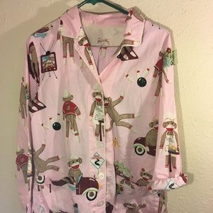 Nick & Nora Sock Monkey Pink Pj Set